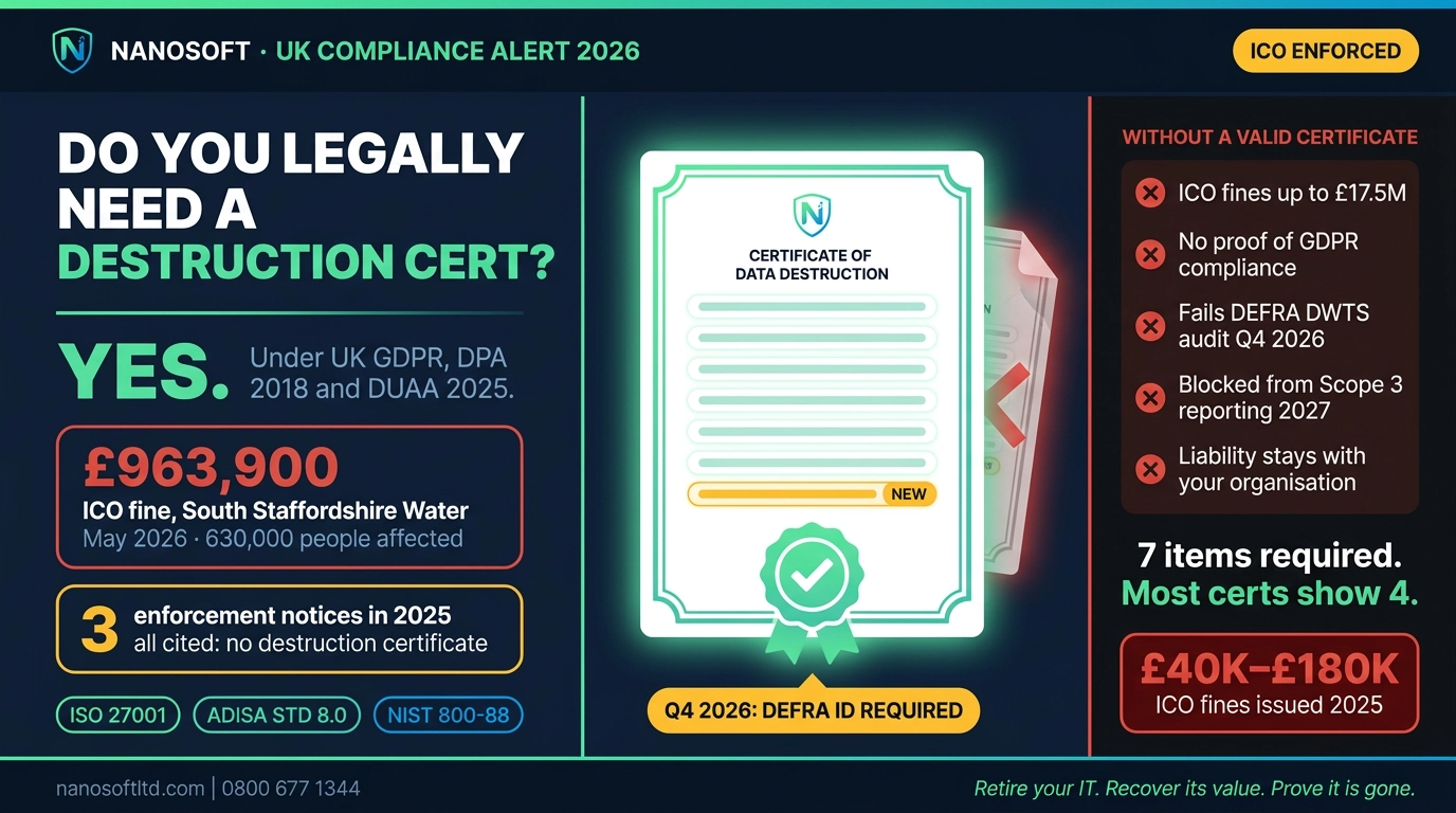 Do You Legally Need a Certificate of Data Destruction in the UK? Yes. Here Is Why.