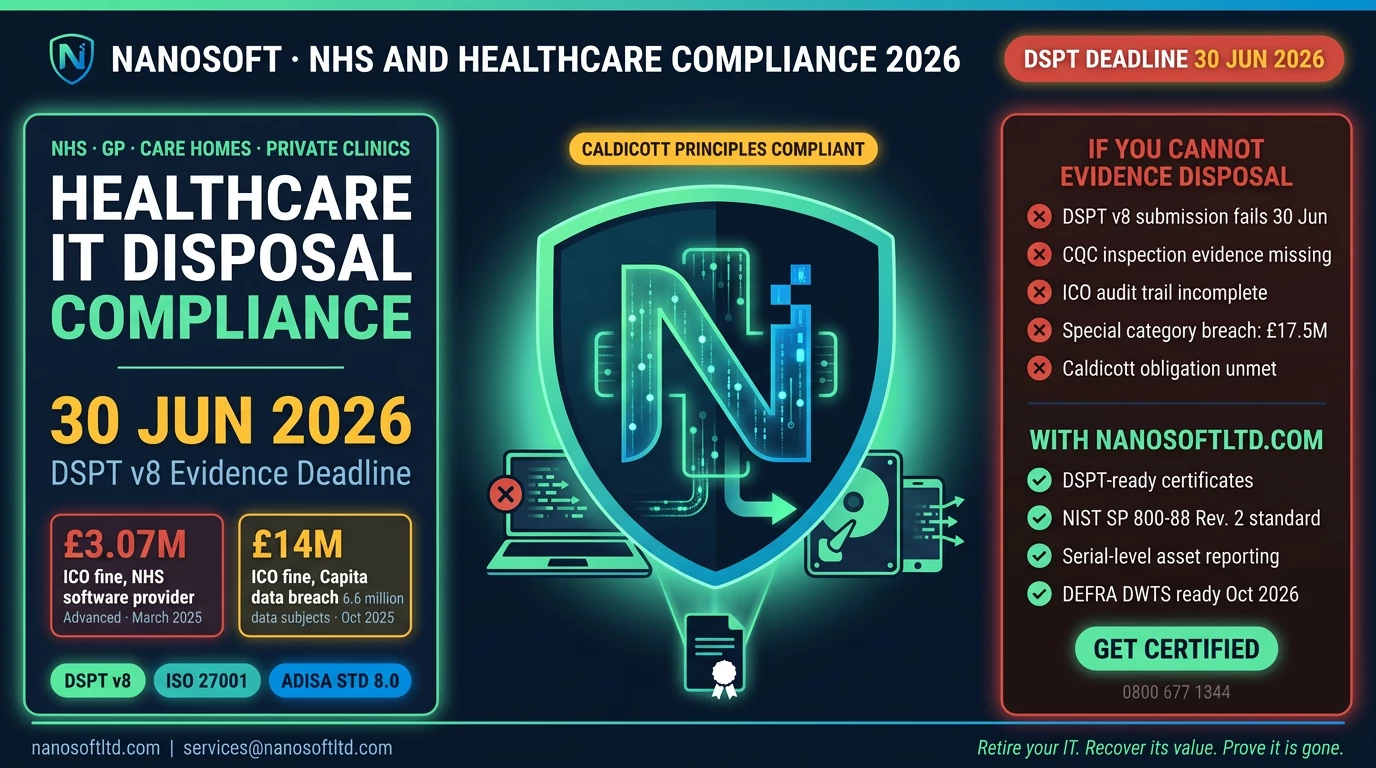 NHS and Healthcare IT Disposal: What Every Organisation Must Know Before 30 June 2026
