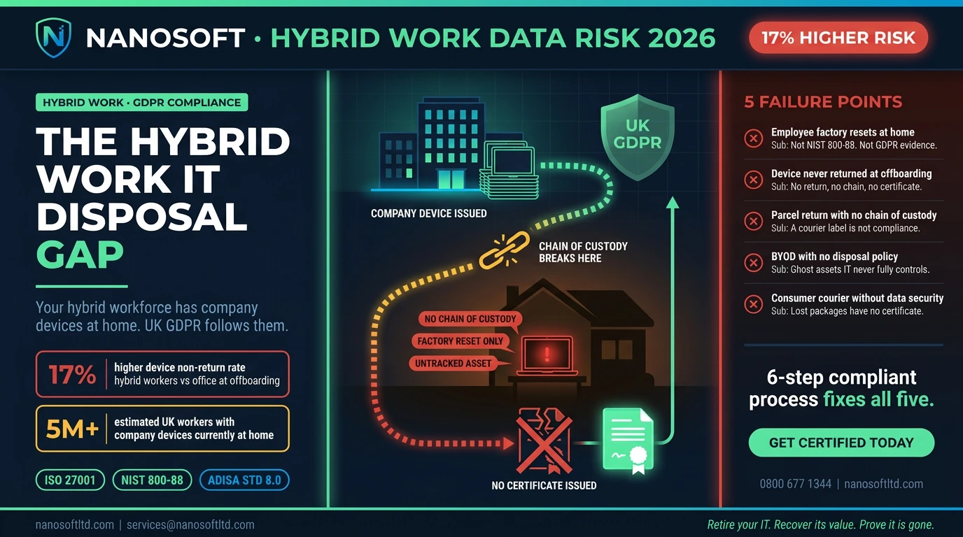 The Hybrid Work IT Disposal Gap: Why Your Remote Workers' Devices Are Your Biggest Data Risk