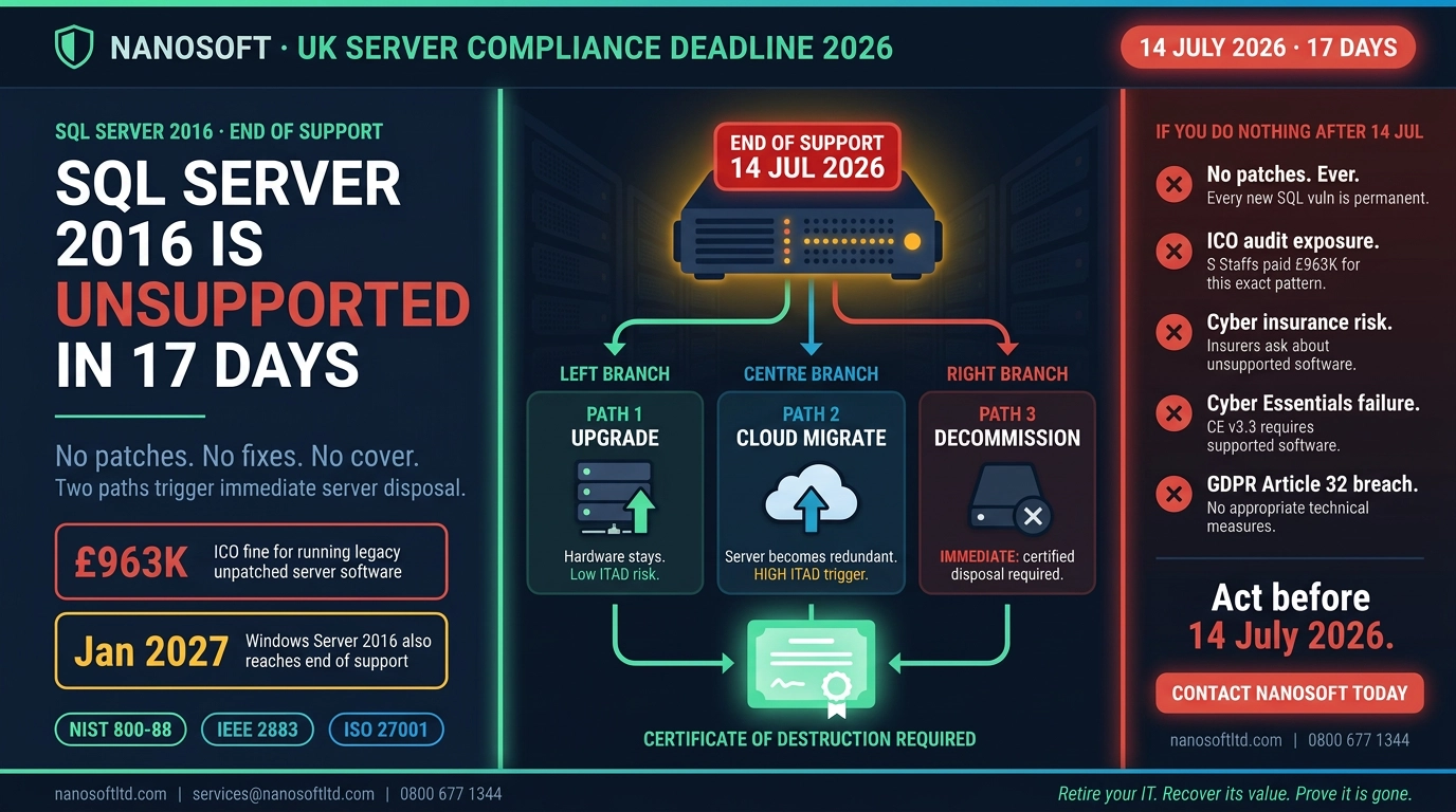 SQL Server 2016 End of Support: 17 Days Left and What UK Businesses Must Do With Their Servers